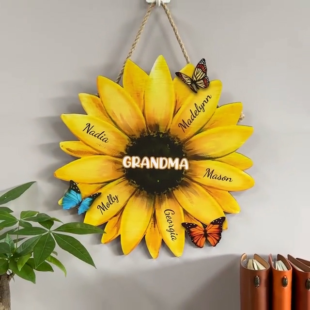 Personalisiertes Sonnenblumen-Holzschild