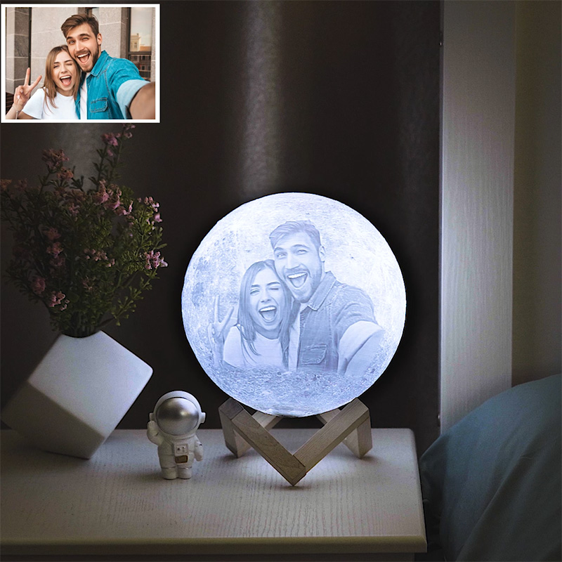 Personalisierte Lampe Gravierbarem 16 Farben LED 3D Nachtlicht Mondlampe mit Bild sind Weihnachtsgeschenke für Frauen Mondlampe mit Foto 