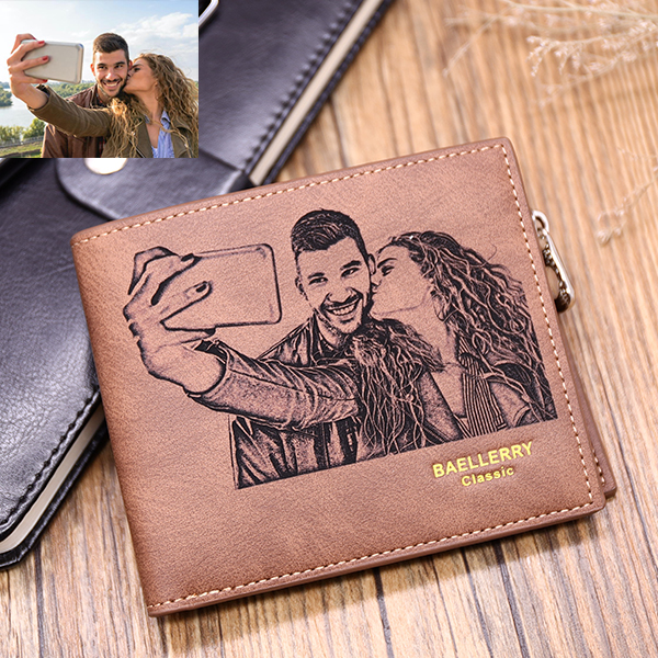 Benutzerdefinierte Foto Herren dreifach gefaltete Brieftasche