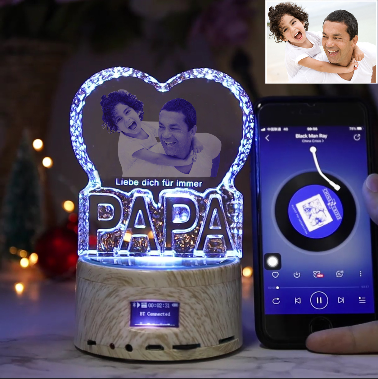 Personalisierte Bluetooth Foto Nachtlicht PAPA/DAD