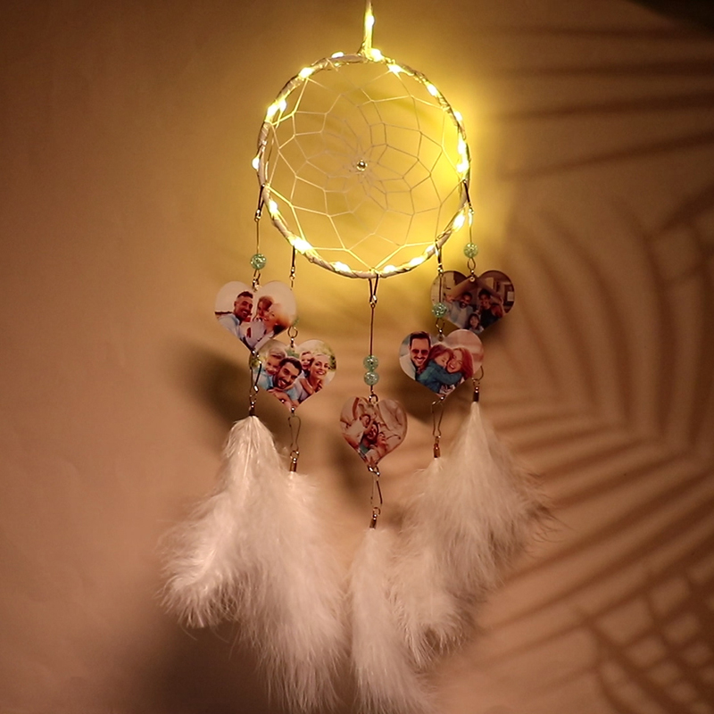 Personalized heart photo LED dream catcher