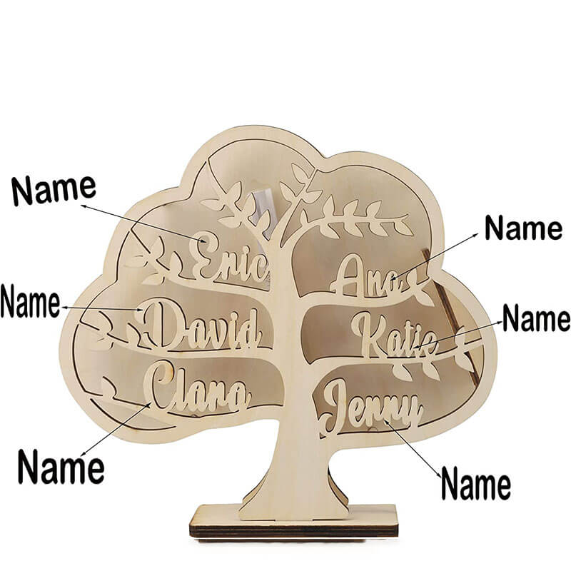 Benutzerdefinierte Stammbaum-Nachtlichter mit eingravierten 1-9 Namen