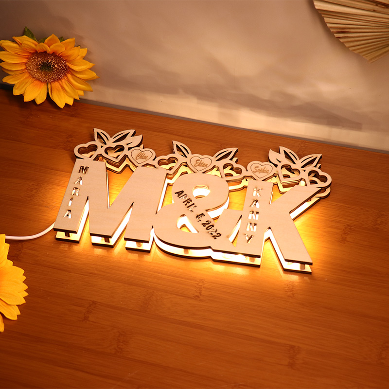 Personalized family name wedding letter lights