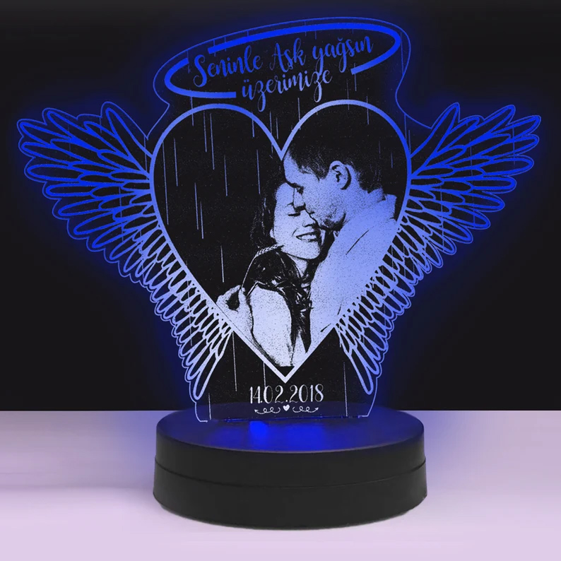 Personalized 3D Illusion Angel Wings Light