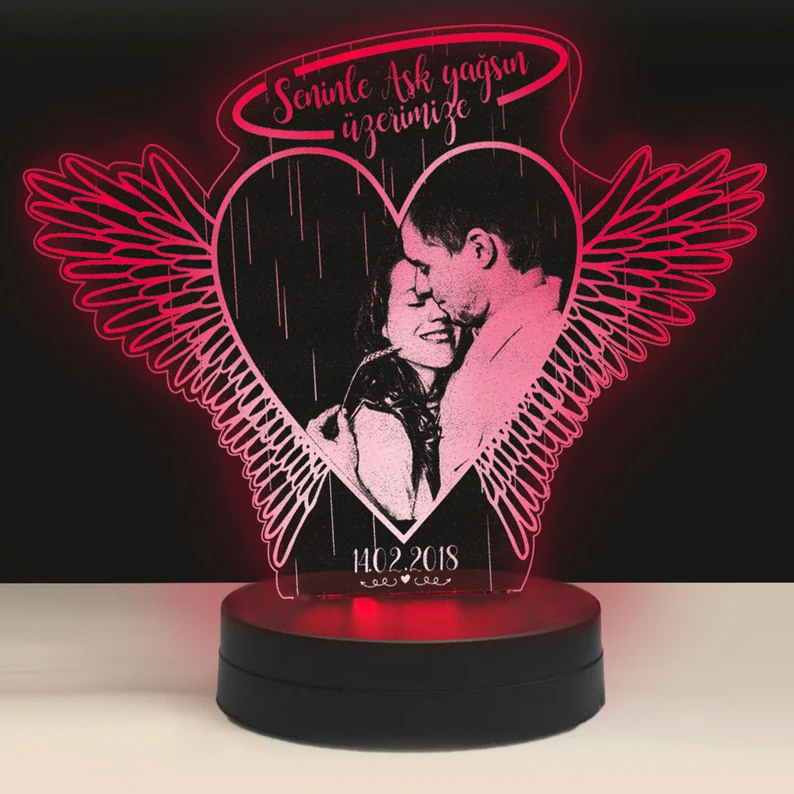 Personalized 3D Illusion Angel Wings Light