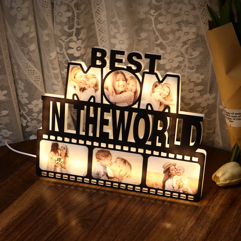 Personalized best mom in the world photo light