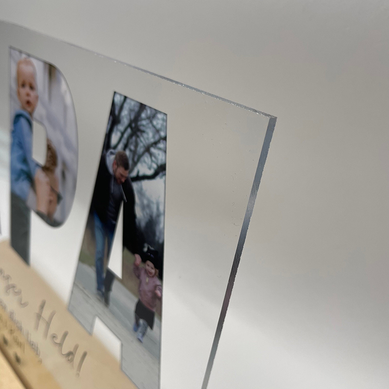 Personalized father's day photo collage with wooden frame