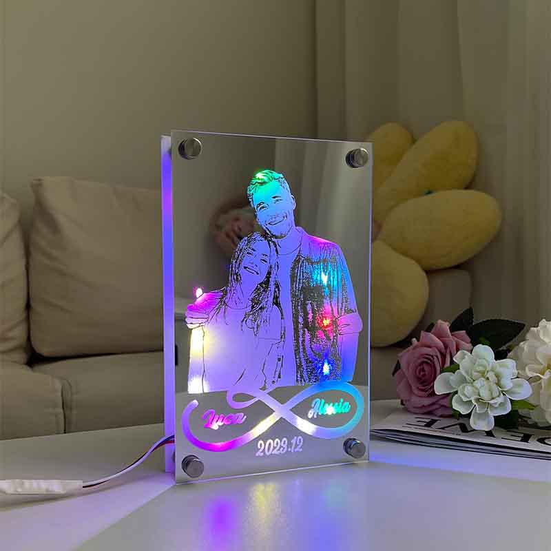 Personalized Couple Engraved Photo Mirror Lamp