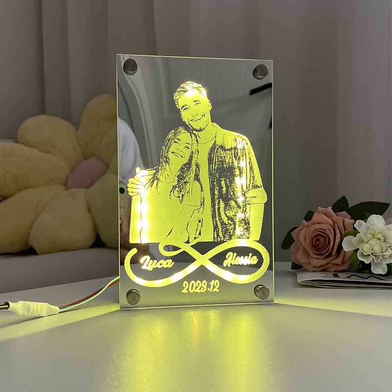 Personalized Couple Engraved Photo Mirror Lamp