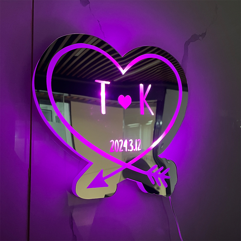 Personalized love arrow mirror LED light