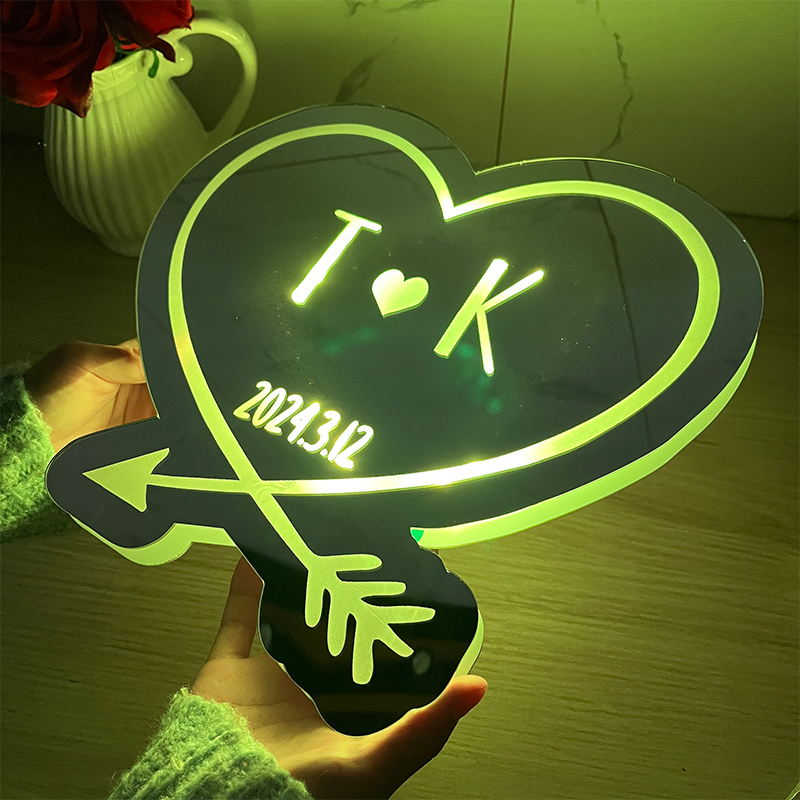 Personalized love arrow mirror LED light