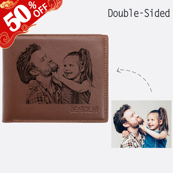 Personalisierte Doppelseitig Foto Herren Brieftasche mit Münzfach