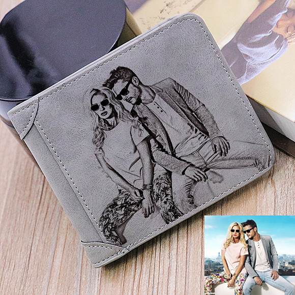 Personalisierte Foto Männer kurze Brieftasche - Grau