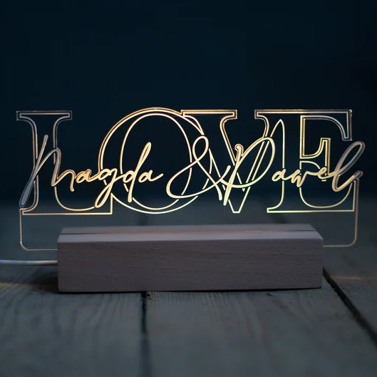 Personalized lettering LOVE lamp
