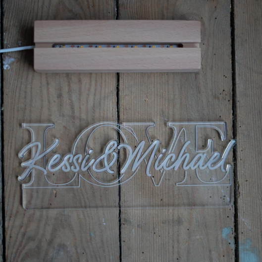 Personalized lettering LOVE lamp