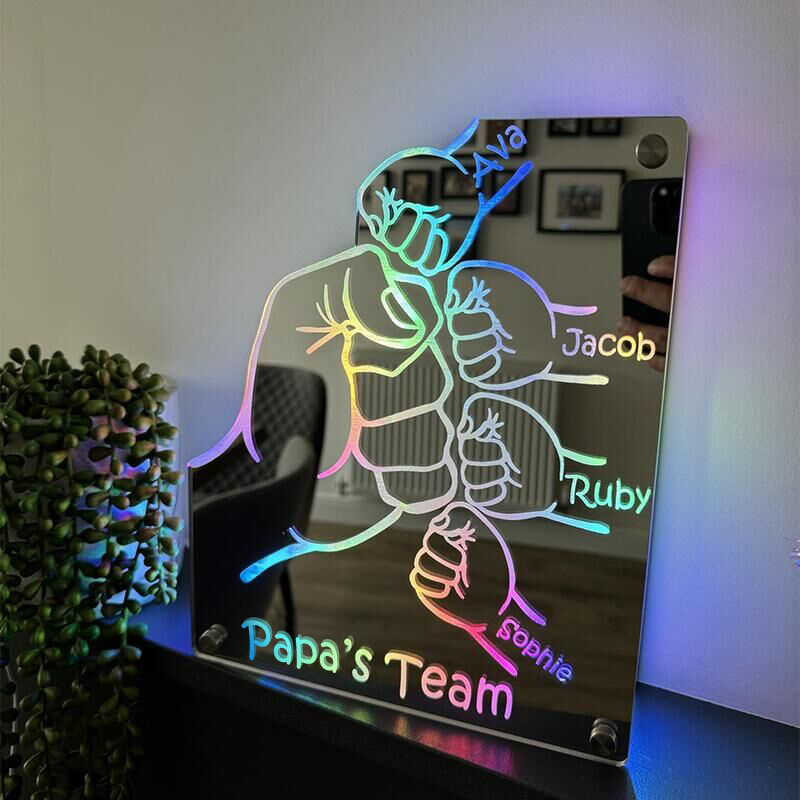 Personalized Father's Day Fist Mirror Lamp