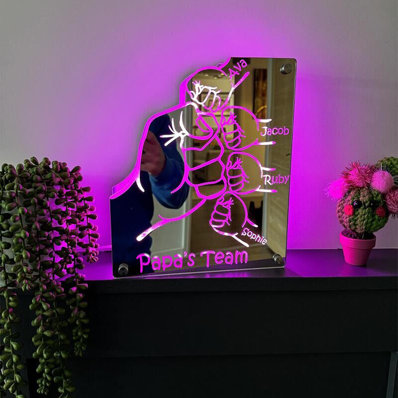 Personalized Father's Day Fist Mirror Lamp